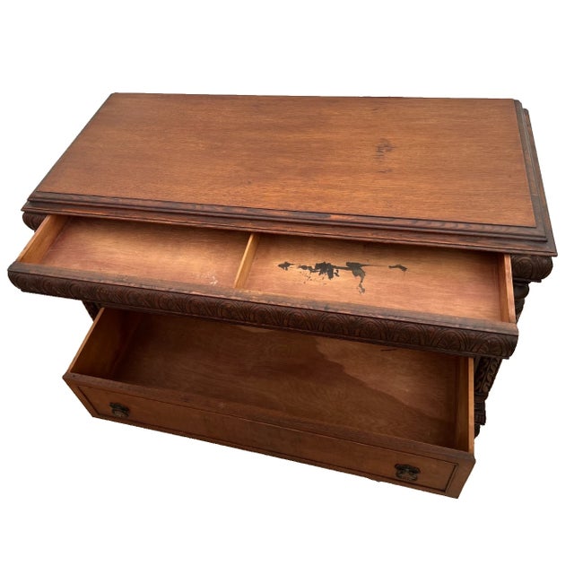 Early 20th Century Antique Sideboard, Buffet, Console, Hand Carved, Mirror, Renaissance Revival For Sale - Image 5 of 16