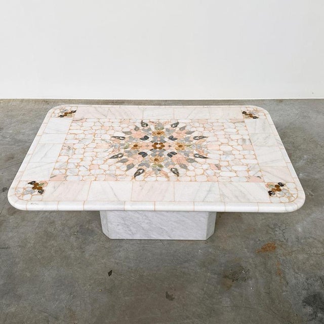 Large Italian Pietra Dura Marble Mosaic Coffee Table For Sale - Image 16 of 16