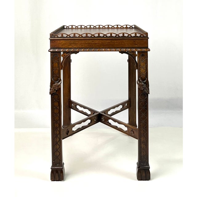 Late 20th Century Henredon Historic Natchez Collection Chippendale Style Fretwork Silver Table / Tea Table For Sale - Image 5 of 14
