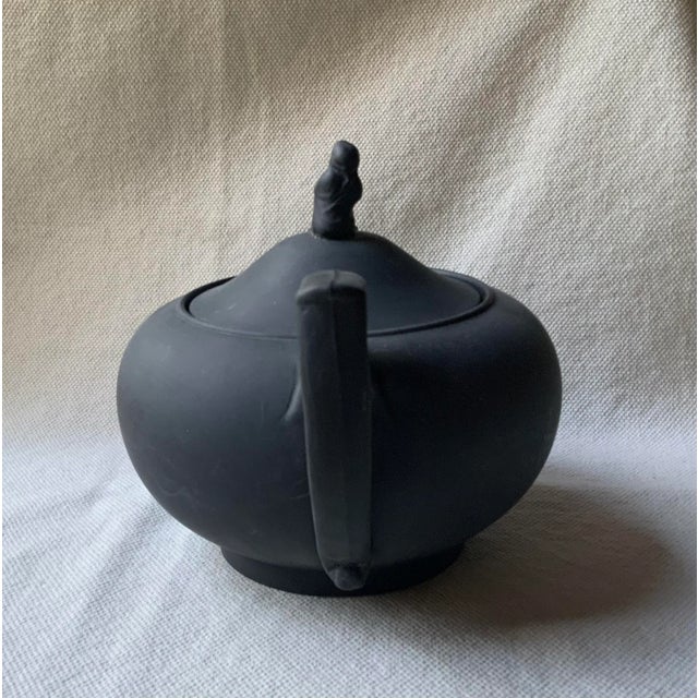 Black Antique Wedgwood Black Basalt Sybil Teapot,19th C. For Sale - Image 8 of 18