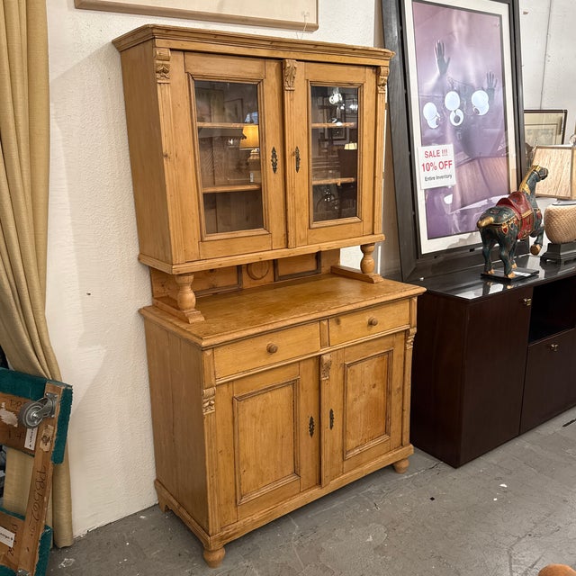 Traditional Antique European Pine Two-Piece Hutch Cabinet, Circa 1830 For Sale - Image 3 of 12