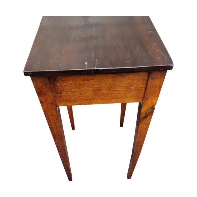 19th C Sheraton Walnut Side Table Pegged Tapered Legs New England Antique For Sale - Image 4 of 12