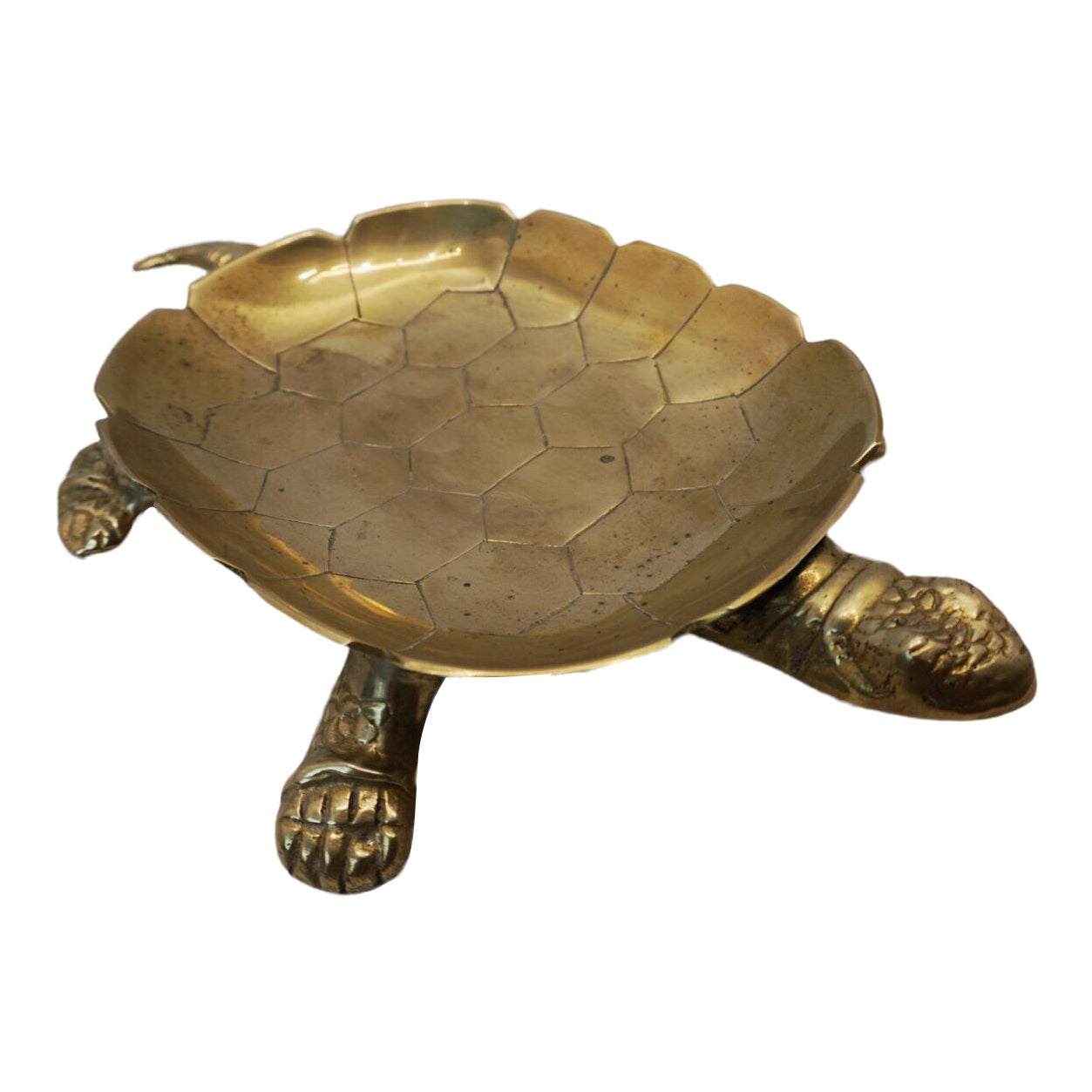 Vintage Solid Brass Turtle Ashtray | Chairish