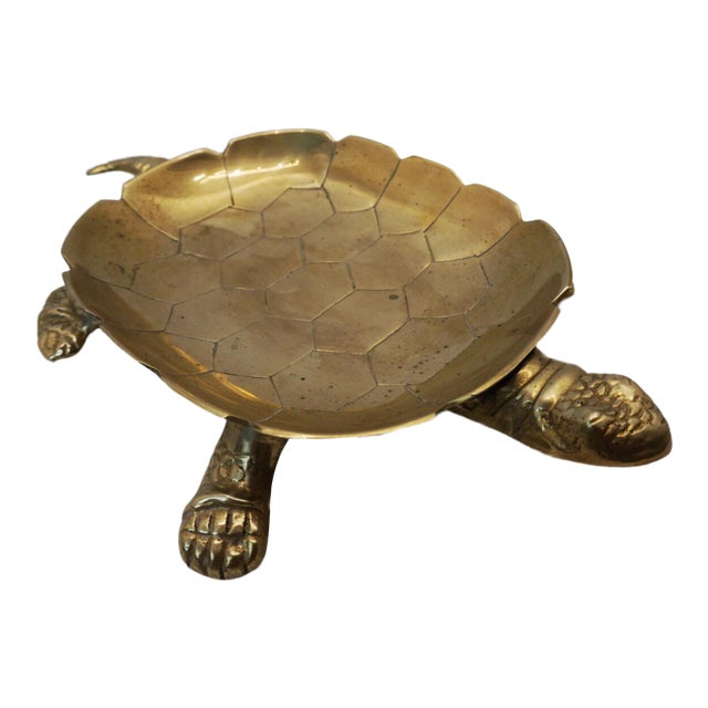 Vintage Solid Brass Turtle Ashtray | Chairish