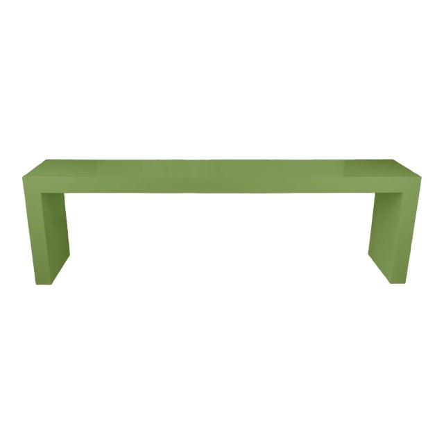 Custom 90" Oversized Waterfall Console Table in Kiwi For Sale