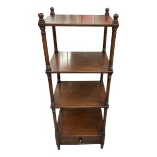 Vintage Four-Tier Turned-Wood Étagère Stand With Base Drawer For Sale