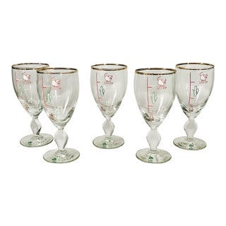 Vintage Irish Coffee Recipe Stemmed Glasses- Set of 5 For Sale