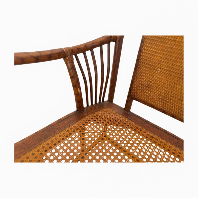 Vintage Tortoiseshell Faux Bamboo & Cane Loveseat Bench For Sale In Tampa - Image 6 of 8