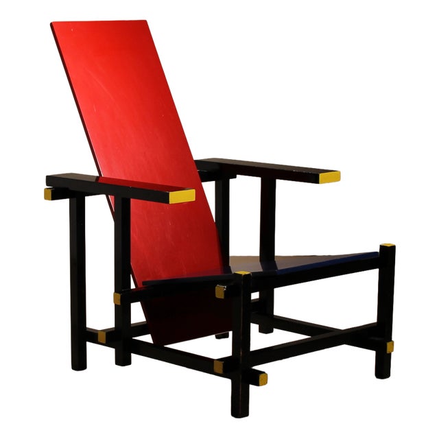 Early Red and Blue Chair by Gerrit Rietveld for Cassina, Italy, 1970s For Sale