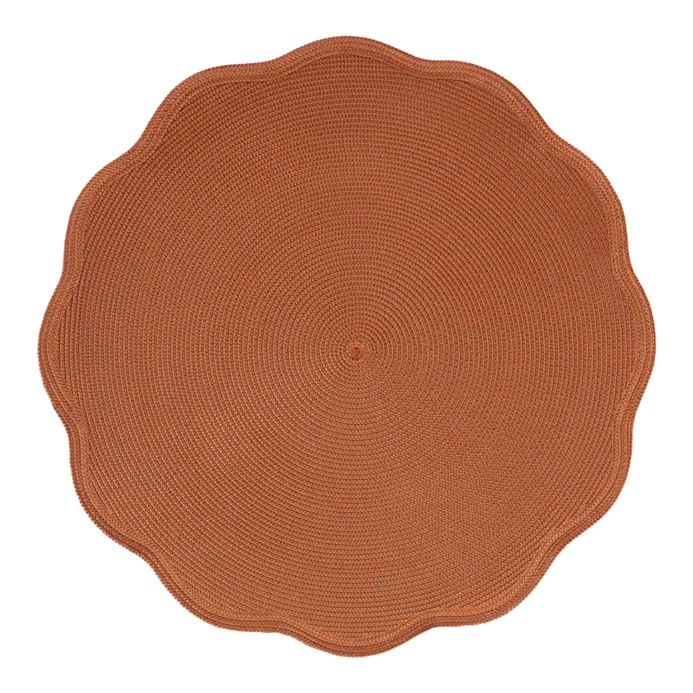 Deborah Rhodes Round Scallop Placemats, Burnt/Orange, Set of 4 Chairish