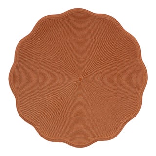 Deborah Rhodes Round Scallop Placemats, Burnt/Orange, Set of 4 For Sale