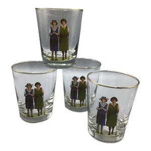 Vintage Female Golfers Double Old Fashion Gold Rim Glasses