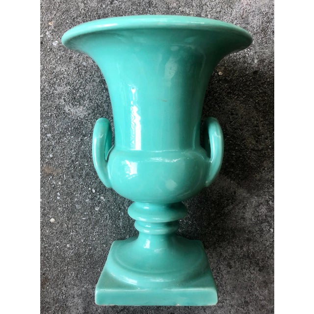 A lovely Italian ceramic urn. The shade of green is a mint or pistachio. Soft but saturated! It’s a versatile size for a...