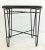 Stylish industrial modern iron/wire/glass round side table, showroom floor sample