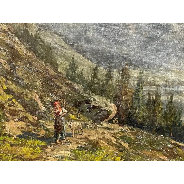 Mountain Landscape, 1900s, Oil on Canvas, Framed For Sale - Image 3 of 8
