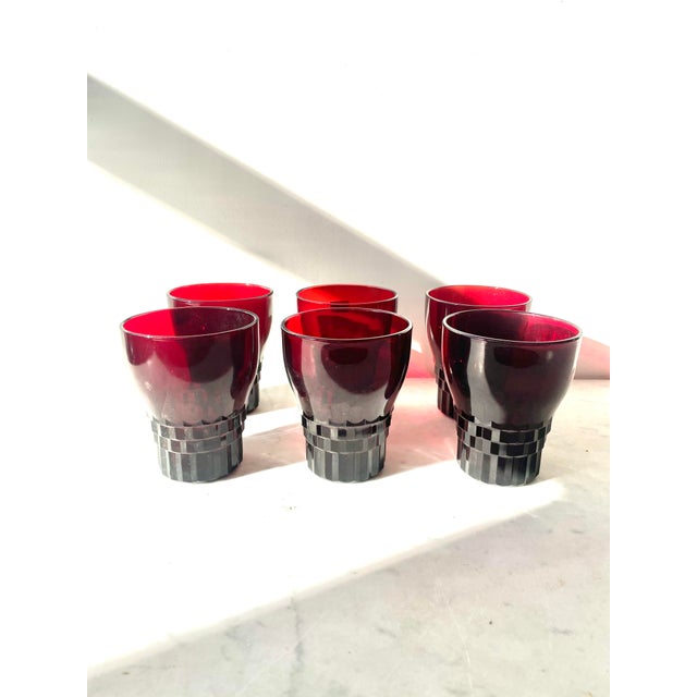 Vintage MidCentury Modern Ruby Red Cocktail Glasses Set of 6 Chairish