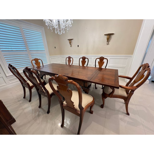 Late 20th Century Nicholas James Ltd. London Custom English Dining Set — Refectory Table With 8 George II Chippendale Mahogany Chairs For Sale - Image 13 of 16