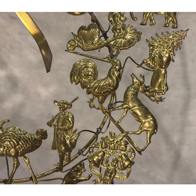 Metal Vintage Petite Choses Brass Holiday Wreath For Sale - Image 7 of 13