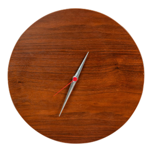 Mid-Century Modern 13 Inch Minimalist Wall Clock Carved From Solid Walnut, Usa, C. 1970s