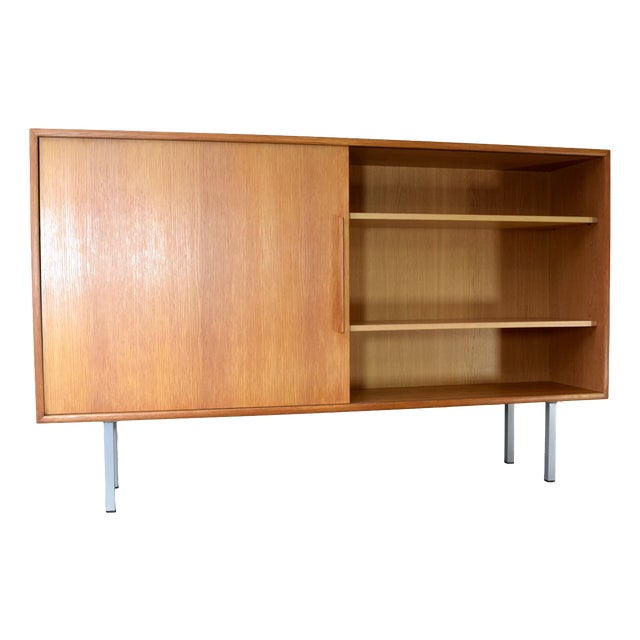 Vintage Oak Sideboard with Sliding Doors from WK Möbel, 1960s For Sale