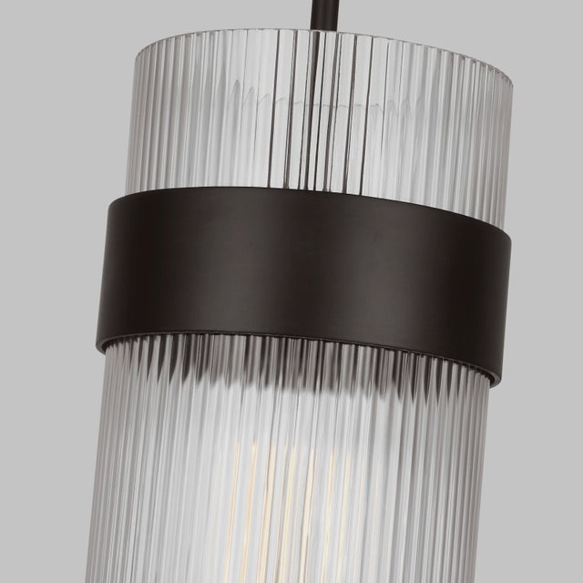 2020s Chapman & Myers by Visual Comfort Studio Geneva 1-Light Large Pendant in Aged Iron For Sale - Image 5 of 6