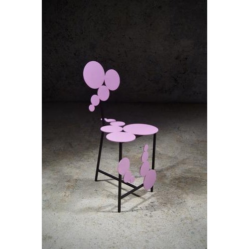 Chair for a japanese spring in steel by frederic gaillard. Dimensions: w 40 x d 40 x h 90 cm (seat height: 45 cm)....