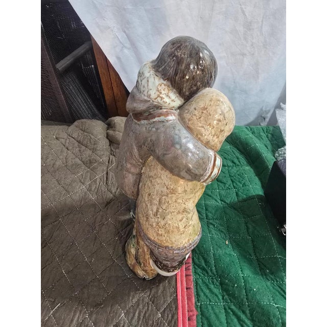 Spanish Late 20th Century Lladró “Children in Winter Embrace” Spanish Porcelain Figurine, 12” Tall For Sale - Image 3 of 5