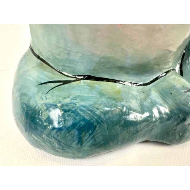 Vintage Hand-Painted Paper Mâché Seated Hippo, 1960s For Sale - Image 11 of 13