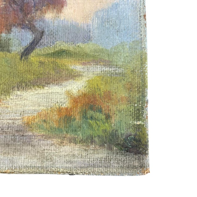 1970s 1970s Signed Landscape Painting on Canvas, Autumn Trees. For Sale - Image 5 of 10