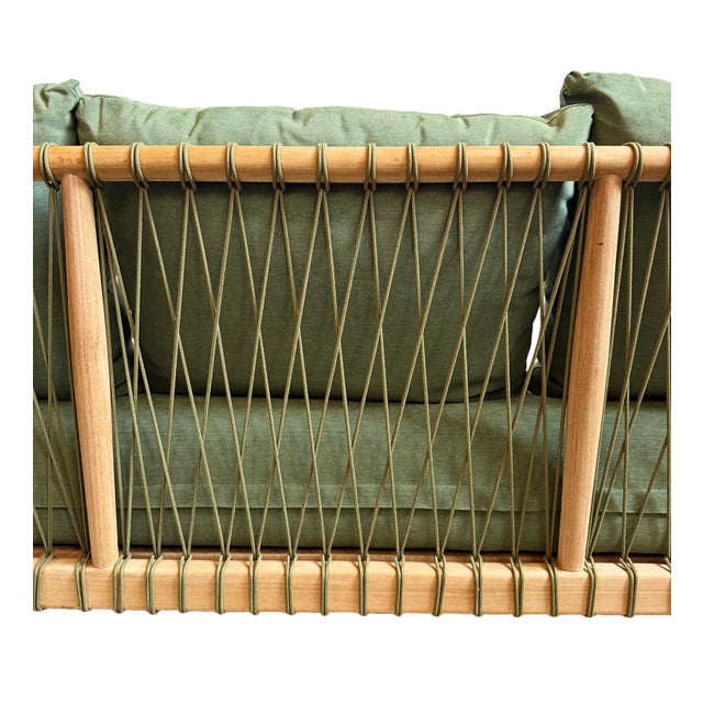 Outdoor Teak & Fern Green Sofa For Sale - Image 13 of 13