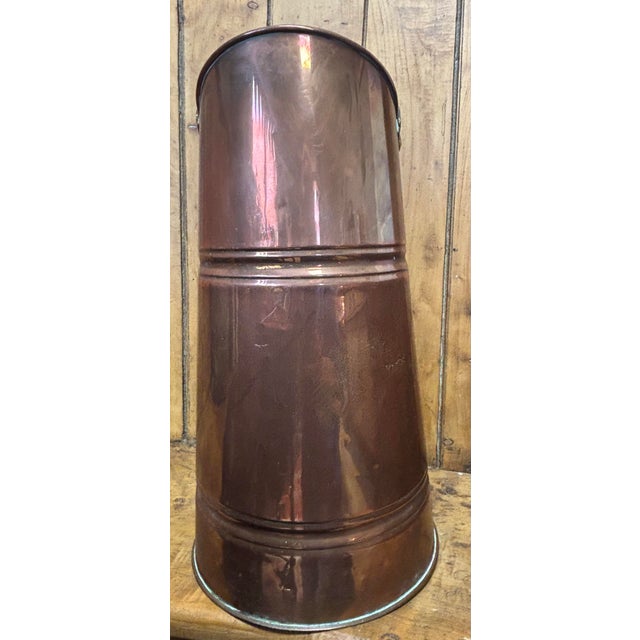 Copper Antique English Copper and Brass Coal Scuttle For Sale - Image 8 of 11