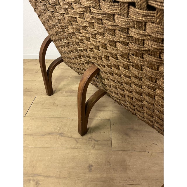 1940s Curved Wood and Woven Rope Sofa Bench by Augusto Romano, 1940s For Sale - Image 5 of 9
