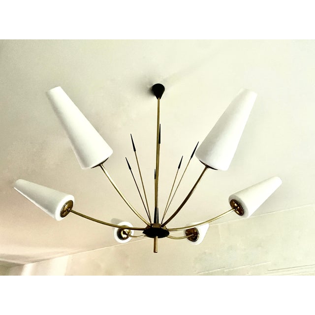 Gold Large Chandelier from Maison Arlus, 1950 For Sale - Image 8 of 9