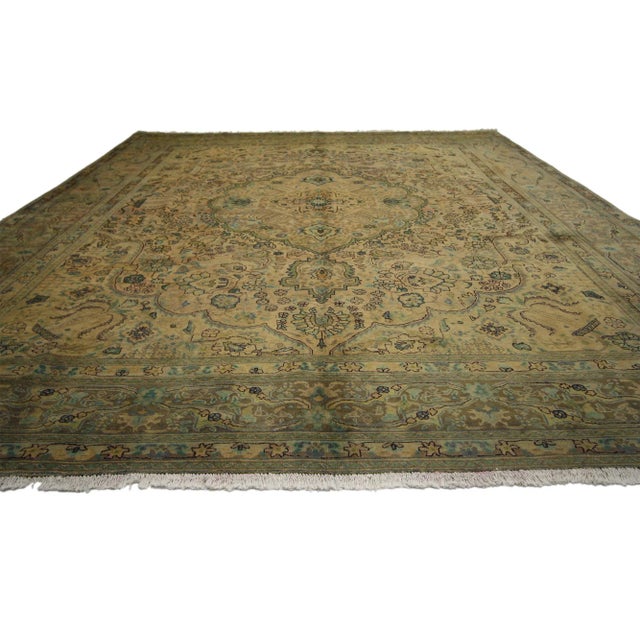 Modern Vintage Persian Tabriz Rug - 09'09 X 12'06 For Sale - Image 3 of 5