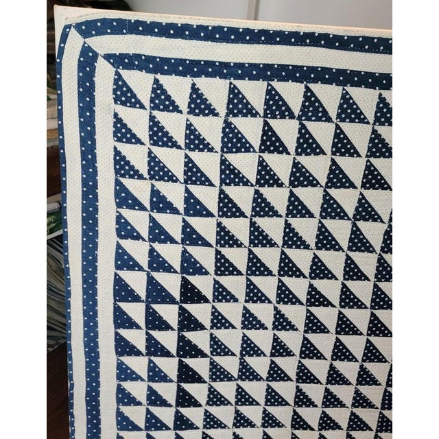 This fine 19thc flying geese crib quilt is professionally hand sewn on white linen & mounted and wired to hand on your...