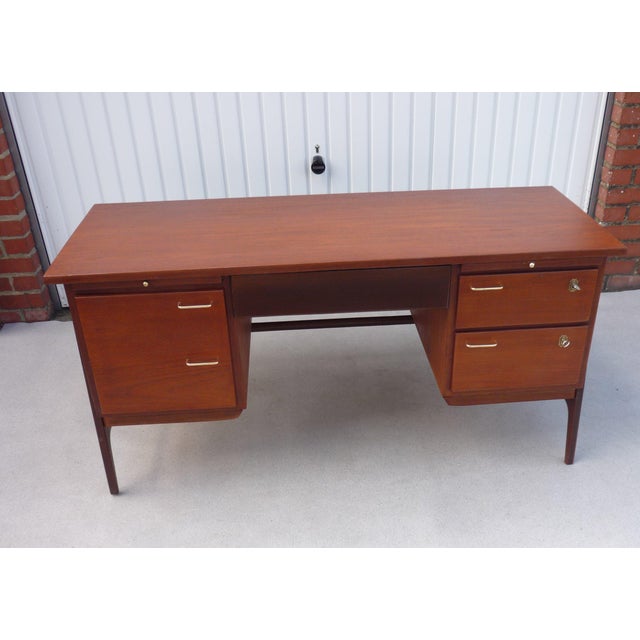 Vintage Brown Desk in Teak, 1950s For Sale - Image 4 of 13