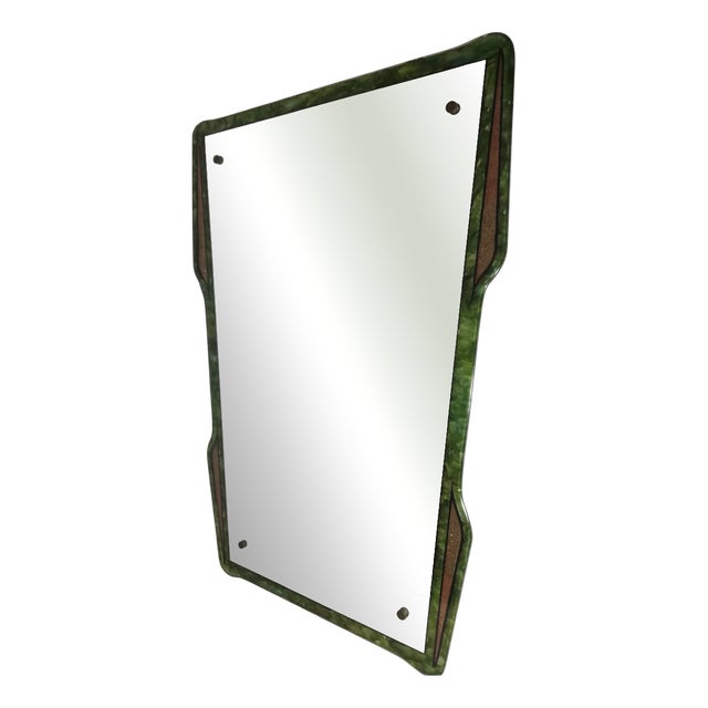 Vintage Decorated and Enameled Mirror, Italy, 1950s For Sale