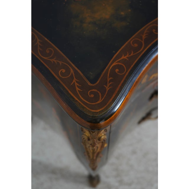 Brown Maitland Smith Chinoiserie Decorated Four Drawer Commode Chest For Sale - Image 8 of 17