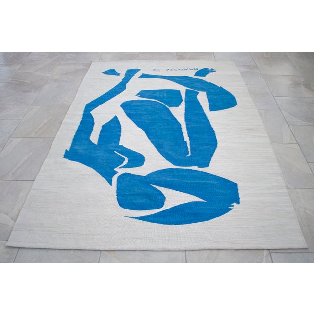 Henri Matisse - Blue Nude 4 - Inspired Silk Hand Woven Flat Weave Area - Wall Rug 4′11″ × 6′10″ For Sale - Image 9 of 16