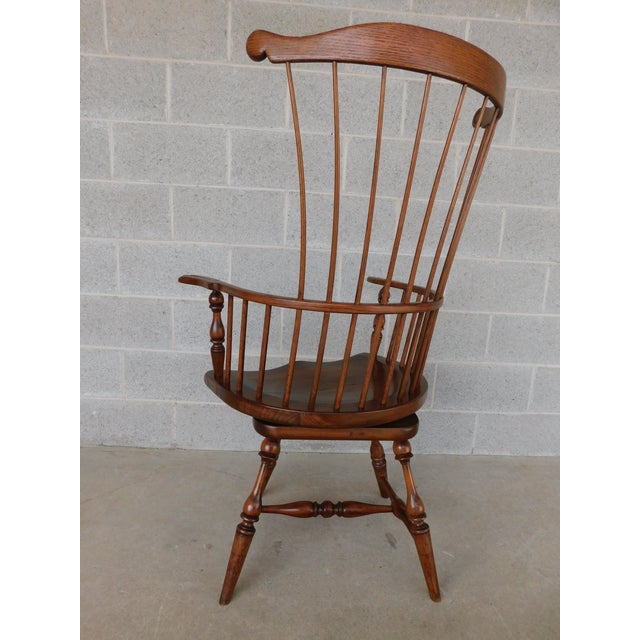 American Custom Hand Made Pennsylvania Comb Back Swivel Windsor Armchair For Sale - Image 3 of 18