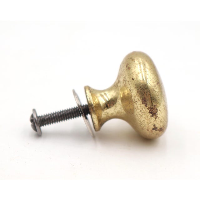 Pair of Vintage 1.125 In. Brass Cabinet Drawer Knobs For Sale - Image 4 of 5