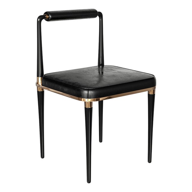 "Audrey" Chair, Stainless Steel, Bronze Details, Tailor Made Leather For Sale