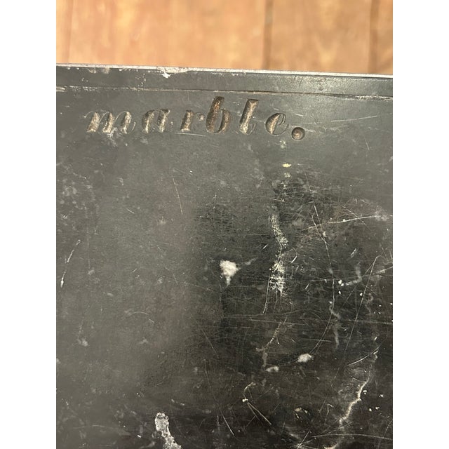 One of a Kind Drinks Side Table With Etched Marble Top & Iron For Sale - Image 4 of 12