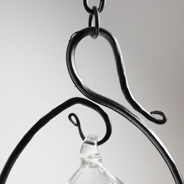 Vintage Pendant Light in Glass and Ion, 1890s For Sale - Image 6 of 8