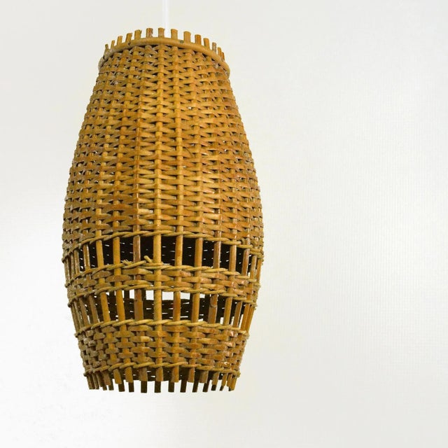 Ceiling Lamp With a Wicker Shade, Denmark, 1960s For Sale - Image 6 of 11