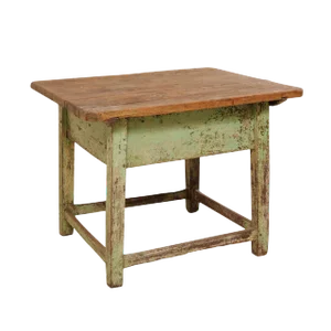 19th Century Rustic Side Table With Sliding Top and Original Paint