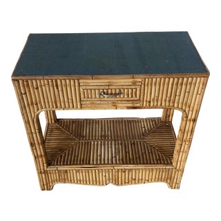 Blue Top Bamboo Console For Sale