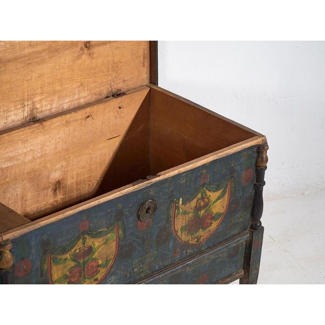 Indigo Blue Antique Bridal Trunk, 1850s For Sale - Image 10 of 18