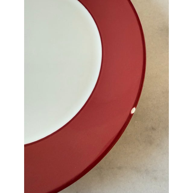 Raspberry Red Set of 4 Pagnossin Treviso Spa Rust Ironstone Dinner Plates For Sale - Image 8 of 8