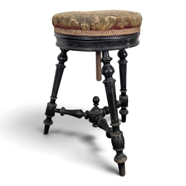 Napoleon III Piano Stool in Blackened Wood with Screws For Sale - Image 6 of 6